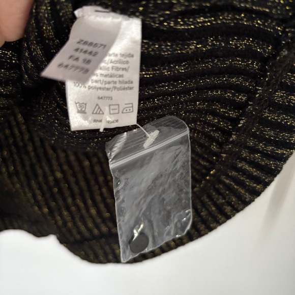 Venus Black Gold Metallic Mesh Ruffle Off Shoulder Long Sleeve Dress XL New Year - Picture 16 of 16